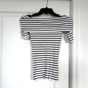 Michael Kors off the shoulder navy and white top XXS